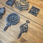 Antique Cast Iron Trivets Lot     Wrought Iron Footed Trivets     Retro Decor    usa