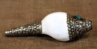 Tibetan Conch Shell Trumpet  dung-dkar  Silver Turquoise   Coral Mounted C  1960