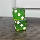 Antique Oversized Green Translucent Dice Set Bakelite Plastic Catalin 1  Vtg M