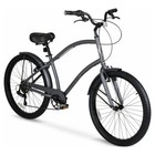Men s 26inch Cruiser Commuter Bike Lightweight 7 Speed Comfort Saddle Gray Black