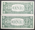 Two 1957  star Note  U s   1 One Dollar Silver Certificates Crisp Uncirculated