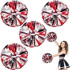 4pcs Upgraded 12inch Metallic Cheerleading Pom Poms   Black And Red And Sliver