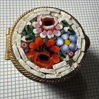 Pill Box Italian Micro Mosaic Floral Small Trinket Case Italy Souvenir Vintage