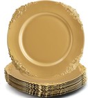 12 Pack Gold Charger Plates  13  Round Dinner Charger Plates With Embossed Ri   