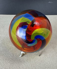 Hand Blown 3 5  Elegant Glass Rainbow Swirl Ornament   Sun Catcher   Witch Ball