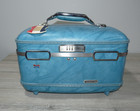Vintage American Tourister Train Make Up-case Hard Shell Marbled Turquoise