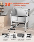38 Inch Pet Dog Grooming Bathtub Stainless Steel With Stairs Left Door   Faucet