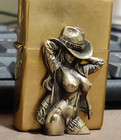 1 Piece Brass Sexy Busty Seducing Cowboy Girl Sticker Diy Lighter Accessories