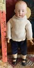 Antique German Bisque 14    Gebruder Heubach 7808 Pouty Doll Child Body Perfectboy