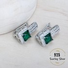 925 Silver Princess Cut Cz Emerald Ring Earrings Pendant Necklace Set