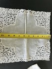 Vintage Alencon Lace Hand Embroidery Floral Scalloped Bridal Hankie Mint 11 5 