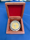 Brass Maritime Style Nautical Compass In Wooden Box Collectible Navigation
