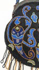 Authentic Vintage 1920s Blue Full Beaded Purse Fringe Handle Art Deco Nouveau 