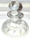 Antique Clear Crystal Glass Perfume Bottle Etched Cut Victorian Stopper