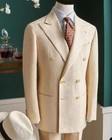 Linen 2 Pieces Men s Suits Cream Double Breasted Summer Wedding Party Blazer
