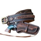 Gun Holster Belt Leather Revolver Pistol Tooled  22  38 357  44 45 Cal Western