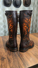 Handcrafted Halloween Leather Boots - Spooky Gothic Haunted Castle Pumpkin Boots