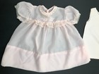 Vintage Pink Sheer  Lace Baby Girls Dress   Slip Size See Measurements