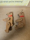 Lot  2  Vintage Wooden Bear With Bow Ornaments Jointed 7    