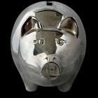 Vintage Coin Piggy Bank Elegance Brand Silver Plated Zinc Metal - Polished