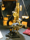 Antique Otto Teichgraber Brass Microscope W  Accessories In Metal Case Very Good