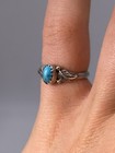 Vintage Sterling Silver Turquoise Leaf Ring Size 4 Native American Style 