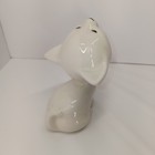 Vintage White   Opalescent Sleek Modern Porcelain Kitten 3 5  Tall Squinting Cat