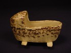 Rare Antique Early 1800s Small Childs Basketweave Cradle Rockingham Yellow Ware