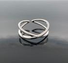 Sterling Silver Toe Ring For Women X Crisscross Adjustable Midi Pinky Ring 925
