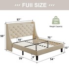 Feonase Full Size Bed Frame With Luxury Wingback And Fast Full  Beige