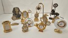 Lot Of 14 Miniature Clocks Egyptian  Horse  Golf  Novelity And More Untested 