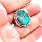 Vintage Native American Navajo Sterling Silver Framed Turquoise Ring