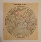 Antique 1881 Pair Of Maps Of The Eastern And Western Hemispheres