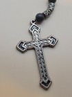 Catholic Rosary Necklace Cross Pendant Silver Tone Crucifix Beads