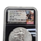 2019 W Burnished American Silver Eagle 1 Oz - Ngc Ms70 First Day Of Issue Black