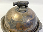 Antique Victorian Aurora Silver Plate Butter Dish W lid Dairy Cow Finial
