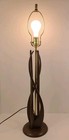Mcm 1960   s Walnut   Brass Wood Danish Inspired Table Lamp Mid Century Mod