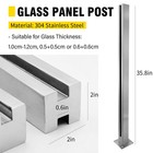 35 8  Glass Railing Mid Post Stainless Steel Glass Balustrade Post   Spigot Slot