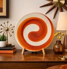 Murano Yalos Casa Orange White Swirl Art Glass 12    Charger Plate Centerpiece Mcm