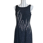 Vtg Aspeed Womens Y2k Beaded Maxi Formal Evening Gown Dress Sz M Black Prom Glam