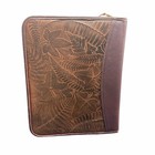 Franklin Quest Napa Leather Zip Planner Leaf Pattern Made In Usa