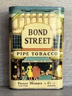 Vintage Bond Street Pipe Tobacco Pocket Tin Philip Morris 4 5x3 W  Tax Stamp