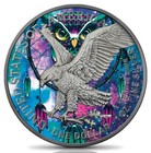 1 Oz Silver American Eagle Spirit Animals - The Owl - Colorized   Antique Finish