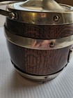 Epns Silver Plate   Dark Brown Wood Ice Bucket With Handle   Lid barware Vintage