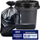 55-60 Gallon Trash Bags     2 0 Mil     Black Heavy Duty Garbage