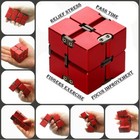 Red Aluminum Infinity Cube Fidget Toy Anxiety Stress Adhd Ocd Adults Kids         