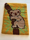 Vtg Mcm Yellow Latch Hook Koala Bear On Branch 20  X 27  Completed Wall Hanging