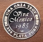 1985 Proof  999 1 Oz Silver Coin Viva Mexico Caballito Peso Design Onza