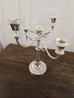 Vintage Silverplated Movable Taper 5 Arm Candelabra Ornate Candle Holders 