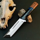 8 8  D2 Tactical Camp Knife Full Tang Hybrid Handle Fixed Blade Leather Sheath